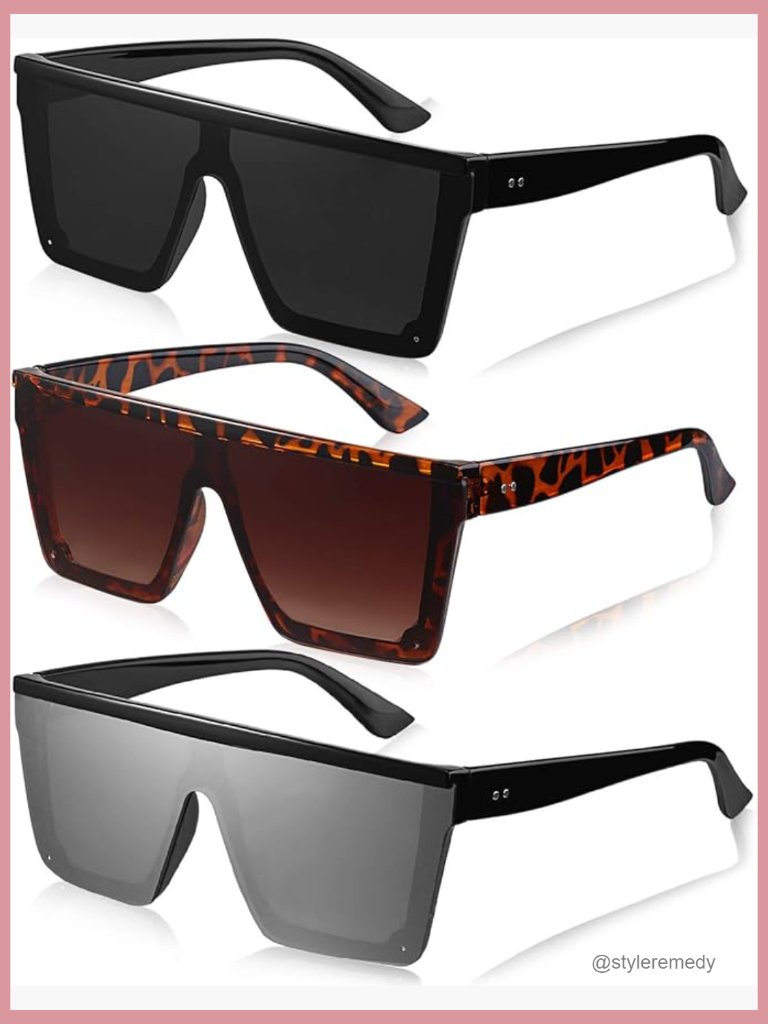 Oversized Flat Top Square Sunglasses Vintage Retro Unisex